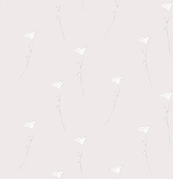 Vector Seamless Pattern with Drawn Flowers, Florals 스톡 일러스트