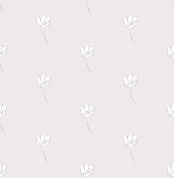 Vector Seamless Pattern with Drawn Flowers, Florals Stock Illustration