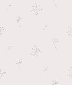 Vector Seamless Pattern with Drawn Flowers, Florals Stock Illustration