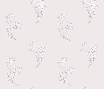 Vector Seamless Pattern with Drawn Flowers, Florals Stock Illustration