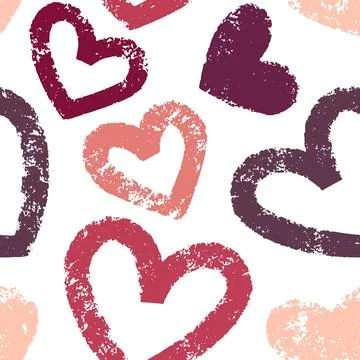 Vector seamless pattern with drawn hearts on transparent background for Valen Stock Illustration