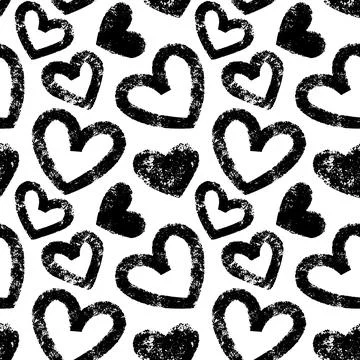 Vector seamless pattern with drawn hearts on transparent background for Valen Stock Illustration