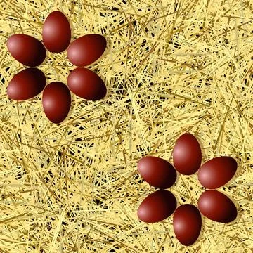 Vector seamless pattern of dyed Easter eggs on a straw background. vector ... Stock Photos