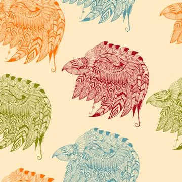 Vector seamless pattern with eagles Illustrazione stock