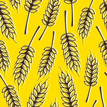 Vector seamless pattern with ears of wheat Stock Illustration