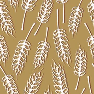 Vector seamless pattern with ears of wheat Stock Illustration