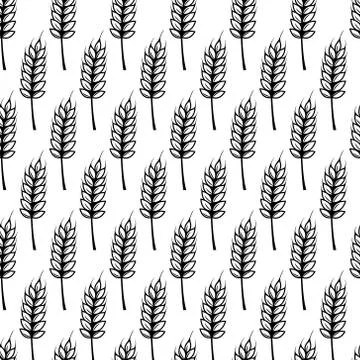 Vector seamless pattern with ears of wheat Stock Illustration