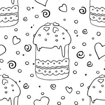 Vector seamless pattern with Easter cake, sweet bread or muffin. Colorful spr Illustrazione stock