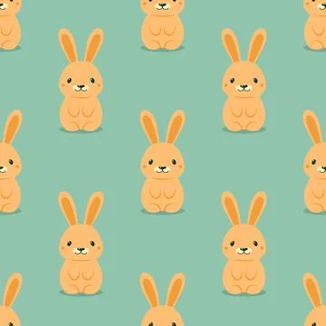 Vector Seamless Pattern with Easter Cute and Funny Cartoon Rabbit. Easter Stock Illustration