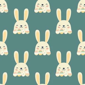 Vector Seamless Pattern with Easter Cute and Funny Cartoon Rabbit. Easter Stockillustratie
