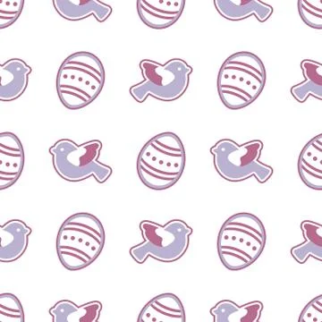 Vector seamless pattern with Easter eggs, birds. Illustrazione stock
