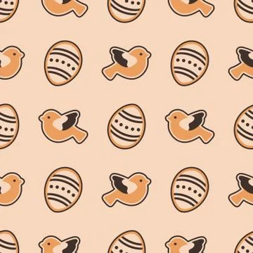 Vector seamless pattern with Easter eggs, birds. Illustrazione stock