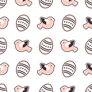 Vector seamless pattern with Easter eggs, birds. Illustrazione stock