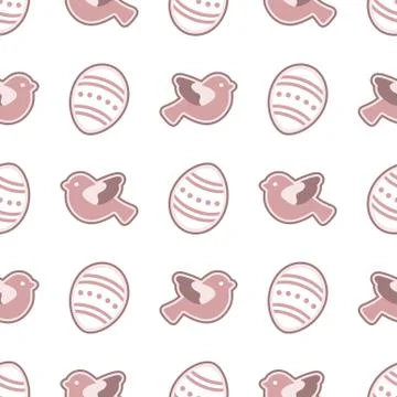 Vector seamless pattern with Easter eggs, birds. Illustrazione stock