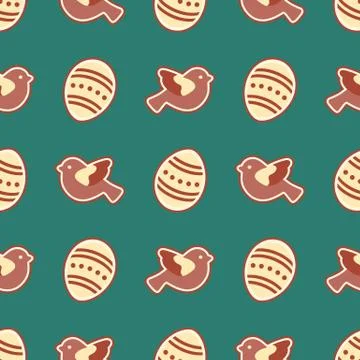 Vector seamless pattern with Easter eggs, birds. Illustrazione stock