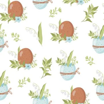 Vector seamless pattern with Easter eggs Stock Illustration