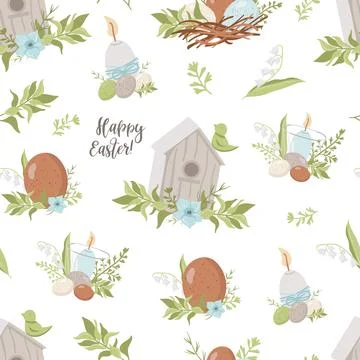 Vector seamless pattern with Easter eggs イラスト素材