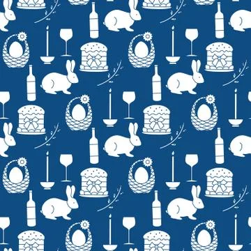 Vector seamless pattern Easter symbols Festive Stock Illustration