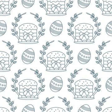 Vector seamless pattern Easter symbols Festive Egg Illustrazione stock