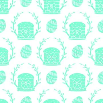 Vector seamless pattern Easter symbols Festive Egg Stock Illustration