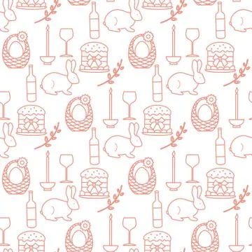 Vector seamless pattern Easter symbols Festive Illustrazione stock