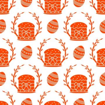 Vector seamless pattern Easter symbols Festive Egg Stock Illustration