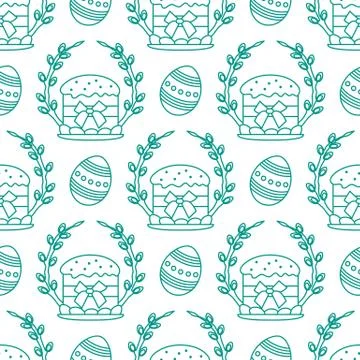 Vector seamless pattern Easter symbols Festive Egg Stock Illustration