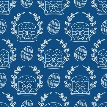Vector seamless pattern Easter symbols Festive Egg Stock Illustration