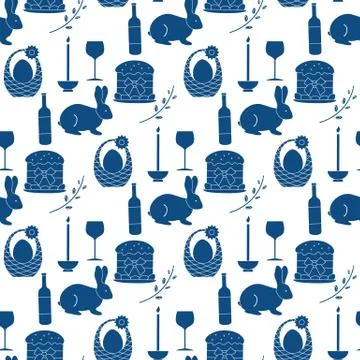 Vector seamless pattern Easter symbols Festive 스톡 일러스트