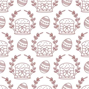 Vector seamless pattern Easter symbols Festive Egg Stock Illustration