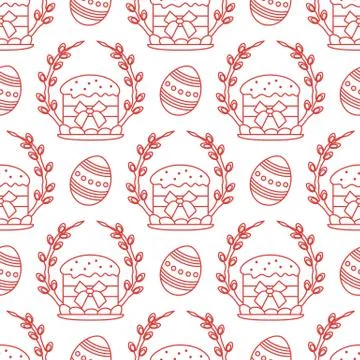 Vector seamless pattern Easter symbols Festive Egg Stock Illustration