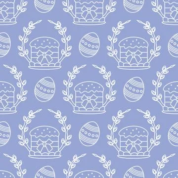 Vector seamless pattern Easter symbols Festive Egg Stock Illustration