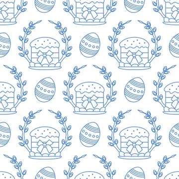 Vector seamless pattern Easter symbols Festive Egg イラスト素材