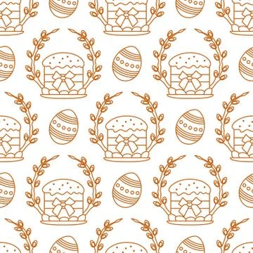 Vector seamless pattern Easter symbols Festive Egg Stock Illustration