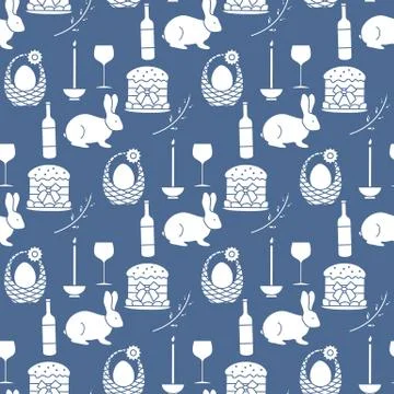 Vector seamless pattern Easter symbols Festive Stock Illustration