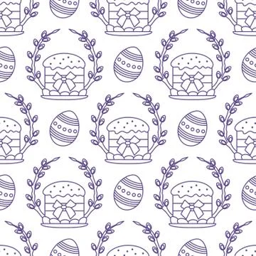 Vector seamless pattern Easter symbols Festive Egg Stock Illustration