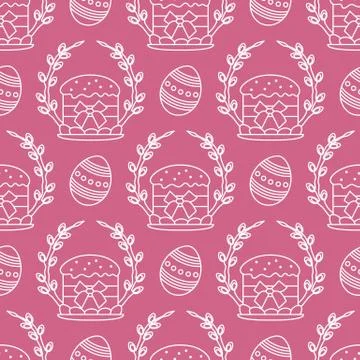 Vector seamless pattern Easter symbols Festive Egg Stock Illustration