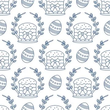 Vector seamless pattern Easter symbols Festive Egg Stock Illustration
