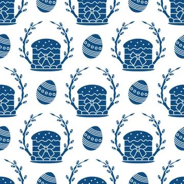 Vector seamless pattern Easter symbols Festive Egg Illustrazione stock