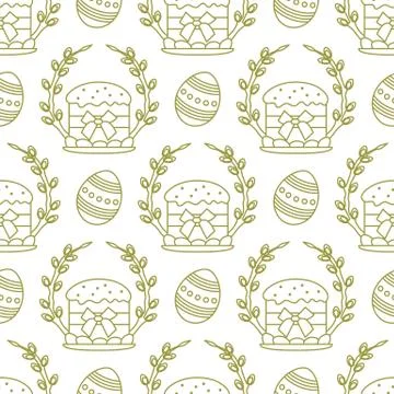 Vector seamless pattern Easter symbols Festive Egg イラスト素材