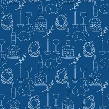 Vector seamless pattern Easter symbols Festive 스톡 일러스트