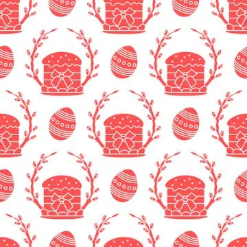 Vector seamless pattern Easter symbols Festive Egg Stock Illustration