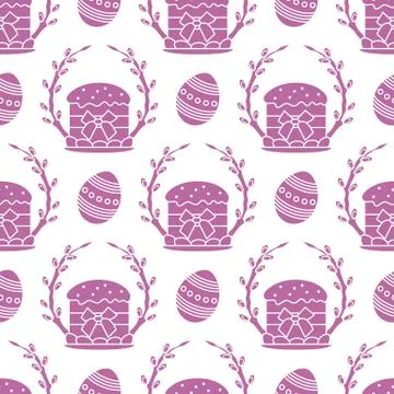 Vector seamless pattern Easter symbols Festive Egg イラスト素材