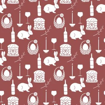 Vector seamless pattern Easter symbols Festive 스톡 일러스트