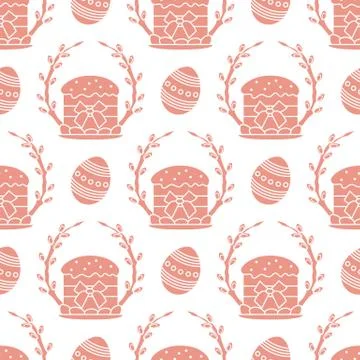 Vector seamless pattern Easter symbols Festive Egg Stock Illustration