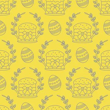 Vector seamless pattern Easter symbols Festive Egg Stock Illustration