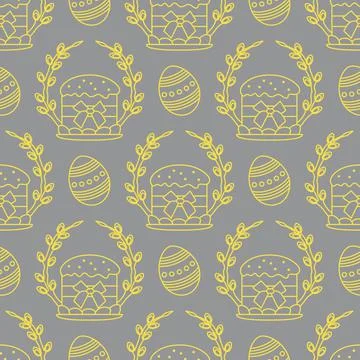 Vector seamless pattern Easter symbols Festive Egg Stock Illustration