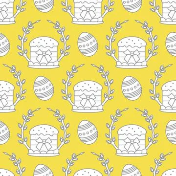 Vector seamless pattern Easter symbols Festive Egg Stock Illustration