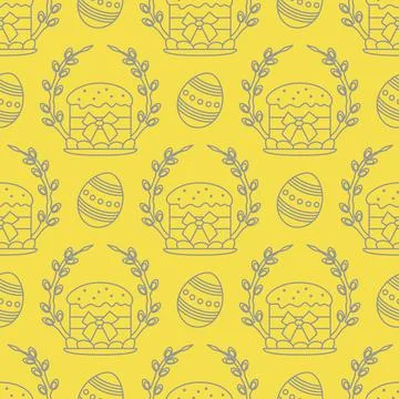 Vector seamless pattern Easter symbols Festive Egg Illustrazione stock