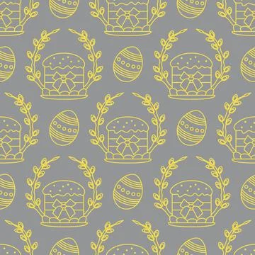 Vector seamless pattern Easter symbols Festive Egg Stock Illustration